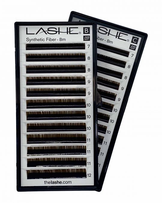Multi Length Brown Lash Extensions Tray, 0.07mm (7-12mm) (BUY 5 GET 1)
